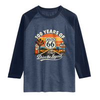 Vintage Highway 66 100th Anniversary 2026 Americana Road Trip Souvenir Raglan Shirt