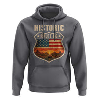 Historic Highway 66 Hoodie Vintage American Road Sign Americana Road Trip