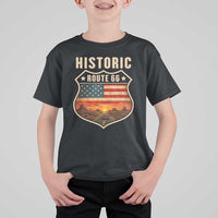 Historic Highway 66 T Shirt For Kid Vintage American Road Sign Americana Road Trip