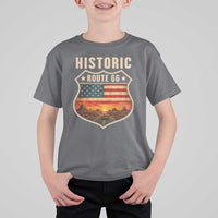 Historic Highway 66 T Shirt For Kid Vintage American Road Sign Americana Road Trip