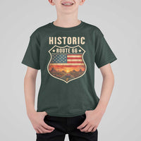 Historic Highway 66 T Shirt For Kid Vintage American Road Sign Americana Road Trip
