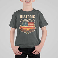 Historic Highway 66 T Shirt For Kid Vintage American Road Sign Americana Road Trip