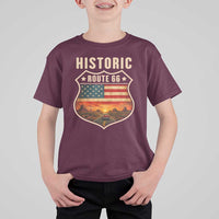 Historic Highway 66 T Shirt For Kid Vintage American Road Sign Americana Road Trip
