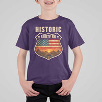Historic Highway 66 T Shirt For Kid Vintage American Road Sign Americana Road Trip