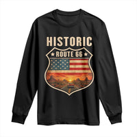 Historic Highway 66 Long Sleeve Shirt Vintage American Road Sign Americana Road Trip