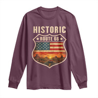 Historic Highway 66 Long Sleeve Shirt Vintage American Road Sign Americana Road Trip