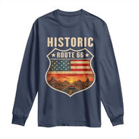 Historic Highway 66 Long Sleeve Shirt Vintage American Road Sign Americana Road Trip