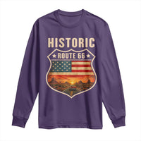 Historic Highway 66 Long Sleeve Shirt Vintage American Road Sign Americana Road Trip