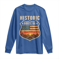 Historic Highway 66 Long Sleeve Shirt Vintage American Road Sign Americana Road Trip