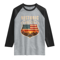 Historic Highway 66 Raglan Shirt Vintage American Road Sign Americana Road Trip