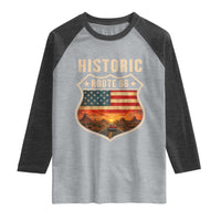 Historic Highway 66 Raglan Shirt Vintage American Road Sign Americana Road Trip