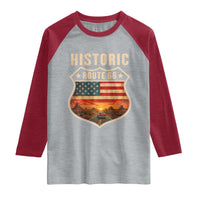 Historic Highway 66 Raglan Shirt Vintage American Road Sign Americana Road Trip