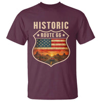 Historic Highway 66 T Shirt Vintage American Road Sign Americana Road Trip
