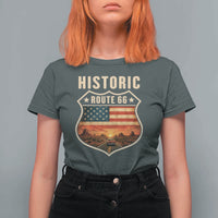 Historic Highway 66 T Shirt For Women Vintage American Road Sign Americana Road Trip