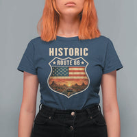 Historic Highway 66 T Shirt For Women Vintage American Road Sign Americana Road Trip