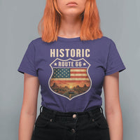 Historic Highway 66 T Shirt For Women Vintage American Road Sign Americana Road Trip