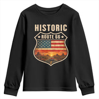 Historic Highway 66 Youth Sweatshirt Vintage American Road Sign Americana Road Trip
