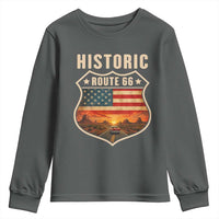 Historic Highway 66 Youth Sweatshirt Vintage American Road Sign Americana Road Trip