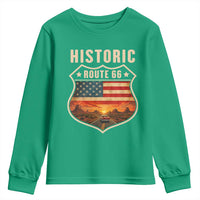 Historic Highway 66 Youth Sweatshirt Vintage American Road Sign Americana Road Trip