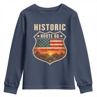 Historic Highway 66 Youth Sweatshirt Vintage American Road Sign Americana Road Trip