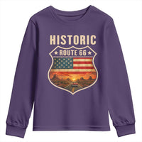 Historic Highway 66 Youth Sweatshirt Vintage American Road Sign Americana Road Trip