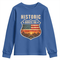 Historic Highway 66 Youth Sweatshirt Vintage American Road Sign Americana Road Trip