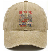 Highway 66 Get Your Kicks Centennial Road Trip 1926-2026 Washed Cotton Baseball Cap