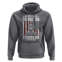 Route Highway 66 Turns 100 I Turn 80 Hoodie Vintage 1946 America Road Sign America Antique Car Lover 80th Birthday Gift