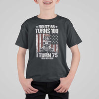 Route Highway 66 Turns 100 I Turn 75 T Shirt For Kid Vintage 1951 America Road Sign America Antique Car Lover 75th Birthday Gift