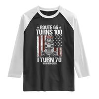 Route Highway 66 Turns 100 I Turn 70 Raglan Shirt Vintage 1956 America Road Sign America Antique Car Lover 70th Birthday Gift