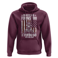 Route Highway 66 Turns 100 I Turn 60 Hoodie Vintage 1966 America Road Sign America Antique Car Lover 60th Birthday Gift