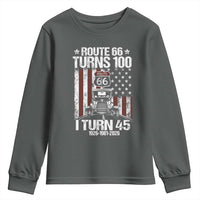 Route Highway 66 Turns 100 I Turn 45 Youth Sweatshirt Vintage 1981 America Road Sign America Antique Car Lover 45th Birthday Gift