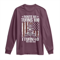 Route Highway 66 Turns 100 I Turn 40 Long Sleeve Shirt Vintage 1986 America Road Sign America Antique Car Lover 40th Birthday Gift