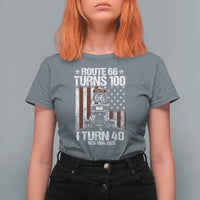 Route Highway 66 Turns 100 I Turn 40 T Shirt For Women Vintage 1986 America Road Sign America Antique Car Lover 40th Birthday Gift