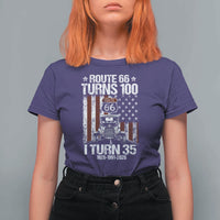 Route Highway 66 Turns 100 I Turn 35 T Shirt For Women Vintage 1991 America Road Sign America Antique Car Lover 35th Birthday Gift