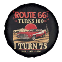 Route Highway 66 Turns 100 I Turn 75 Spare Tire Cover Vintage 1951 Road Sign 75th Birthday Muscle Car Lover Gift