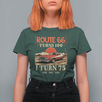 Route Highway 66 Turns 100 I Turn 75 T Shirt For Women Vintage 1951 Road Sign 75th Birthday Muscle Car Lover Gift