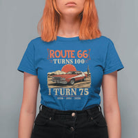 Route Highway 66 Turns 100 I Turn 75 T Shirt For Women Vintage 1951 Road Sign 75th Birthday Muscle Car Lover Gift