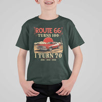 Route Highway 66 Turns 100 I Turn 70 T Shirt For Kid Vintage 1956 Road Sign 70th Birthday Muscle Car Lover Gift