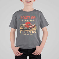 Route Highway 66 Turns 100 I Turn 65 T Shirt For Kid Vintage 1961 Road Sign 65th Birthday Muscle Car Lover Gift