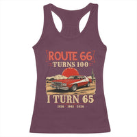 Route Highway 66 Turns 100 I Turn 65 Racerback Tank Top Vintage 1961 Road Sign 65th Birthday Muscle Car Lover Gift