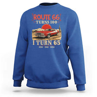 Route Highway 66 Turns 100 I Turn 65 Sweatshirt Vintage 1961 Road Sign 65th Birthday Muscle Car Lover Gift