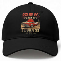 Route Highway 66 Turns 100 I Turn 55 Baseball Cap Vintage 1971 Road Sign 55th Birthday Muscle Car Lover Gift