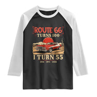 Route Highway 66 Turns 100 I Turn 55 Raglan Shirt Vintage 1971 Road Sign 55th Birthday Muscle Car Lover Gift