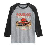 Route Highway 66 Turns 100 I Turn 55 Raglan Shirt Vintage 1971 Road Sign 55th Birthday Muscle Car Lover Gift
