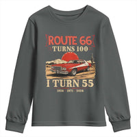 Route Highway 66 Turns 100 I Turn 55 Youth Sweatshirt Vintage 1971 Road Sign 55th Birthday Muscle Car Lover Gift