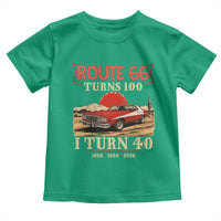 Route Highway 66 Turns 100 I Turn 40 Toddler T Shirt Vintage 1986 Road Sign 40th Birthday Muscle Car Lover Gift