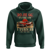 Route Highway 66 Turns 100 I Turn 35 Hoodie Vintage 1991 Road Sign 35th Birthday Muscle Car Lover Gift