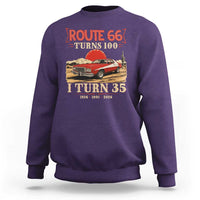 Route Highway 66 Turns 100 I Turn 35 Sweatshirt Vintage 1991 Road Sign 35th Birthday Muscle Car Lover Gift