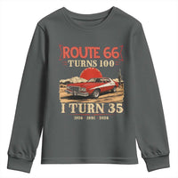 Route Highway 66 Turns 100 I Turn 35 Youth Sweatshirt Vintage 1991 Road Sign 35th Birthday Muscle Car Lover Gift